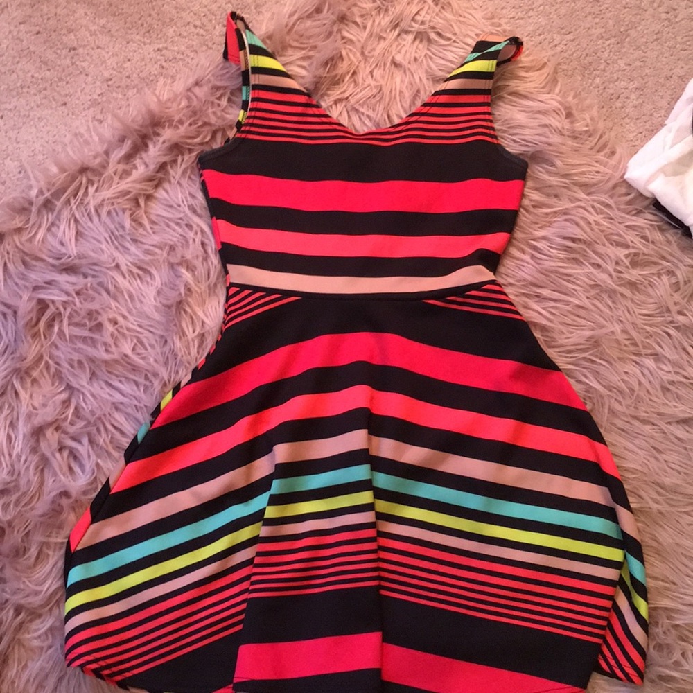Black Colorful Striped Dress